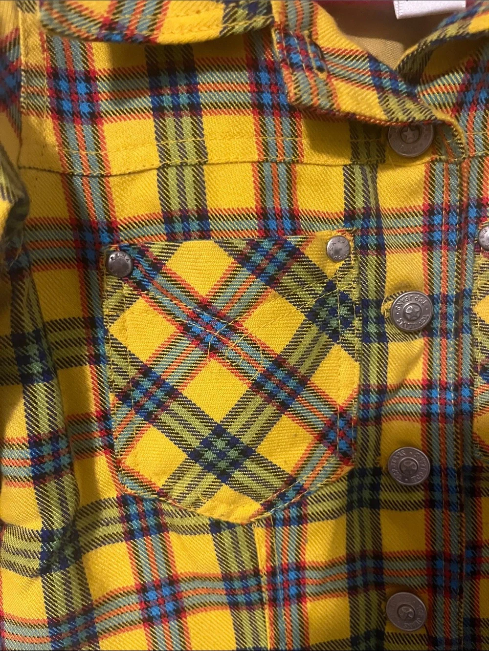 The Children's Place Yellow Plaid Button-Front Kids' Jean Jacket